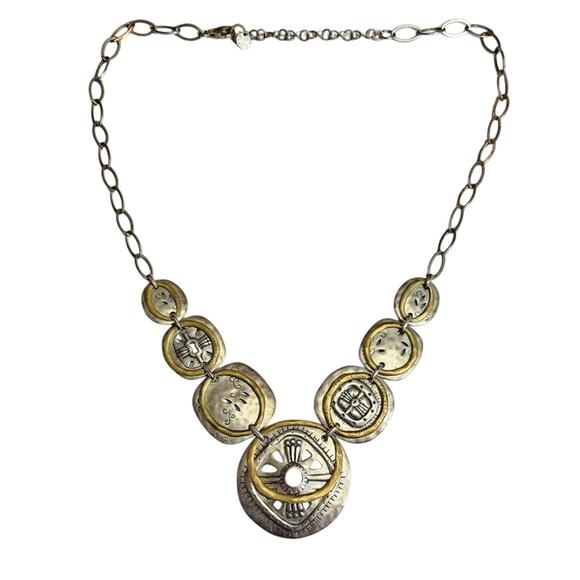 Sterling Silver Silpada Tribal Bib Necklace Multi Disc Dangle N2861 - Picture 2 of 4